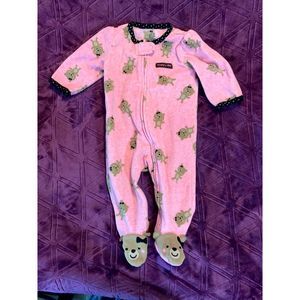 Just one You Carter's Fleece Bodysuit 6 Months Girls Pink Bears Soft Warm Winter